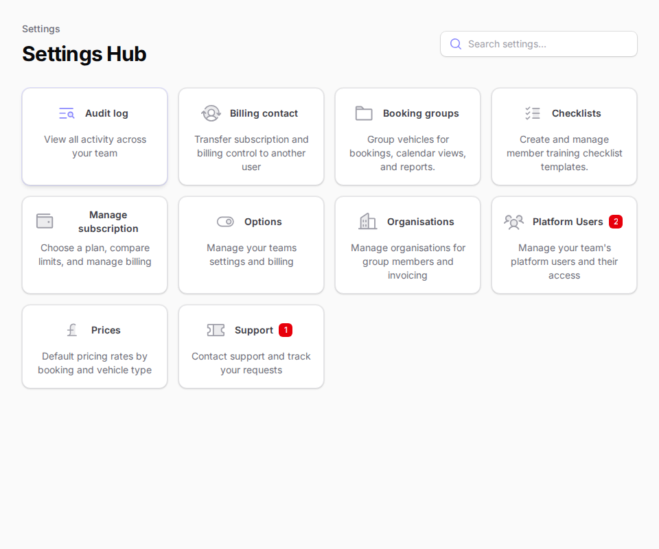 Settings menu with Options highlighted